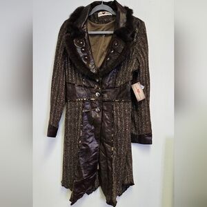 Love Token Knit Faux Fur Coat Sz Large
